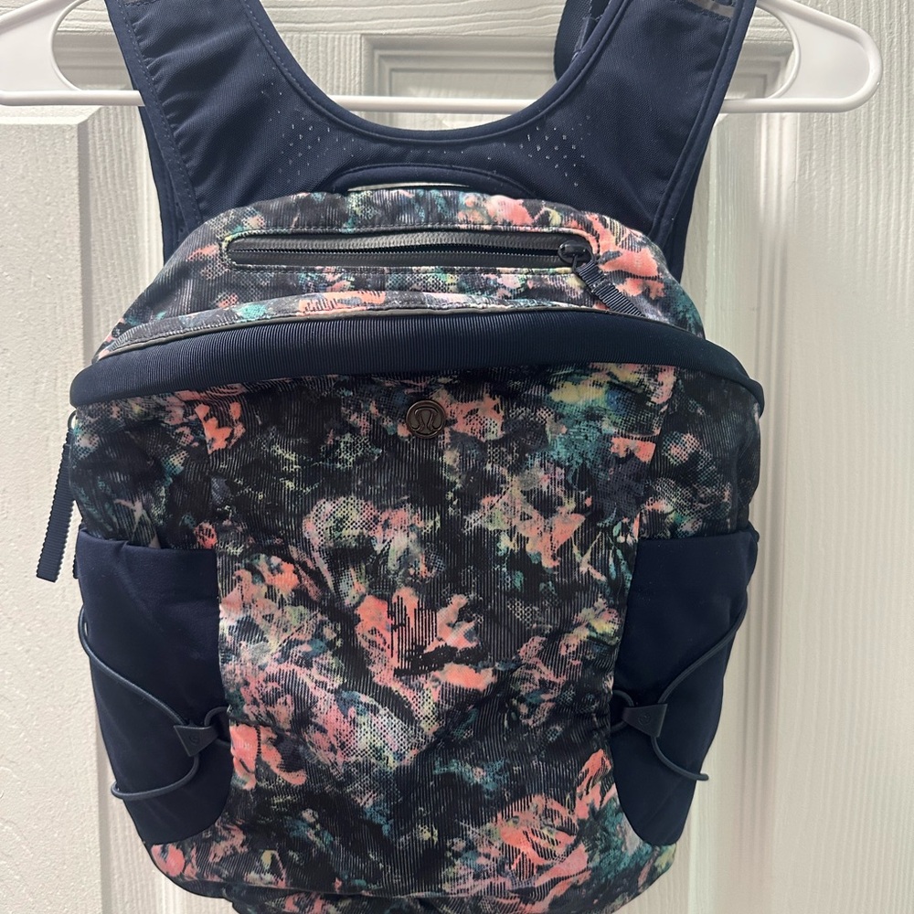 Floral Backpack with Navy Accents